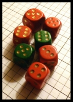 Dice : Dice - 6D Pipped - Wood Green and Red from England - Ebay Mar 2013